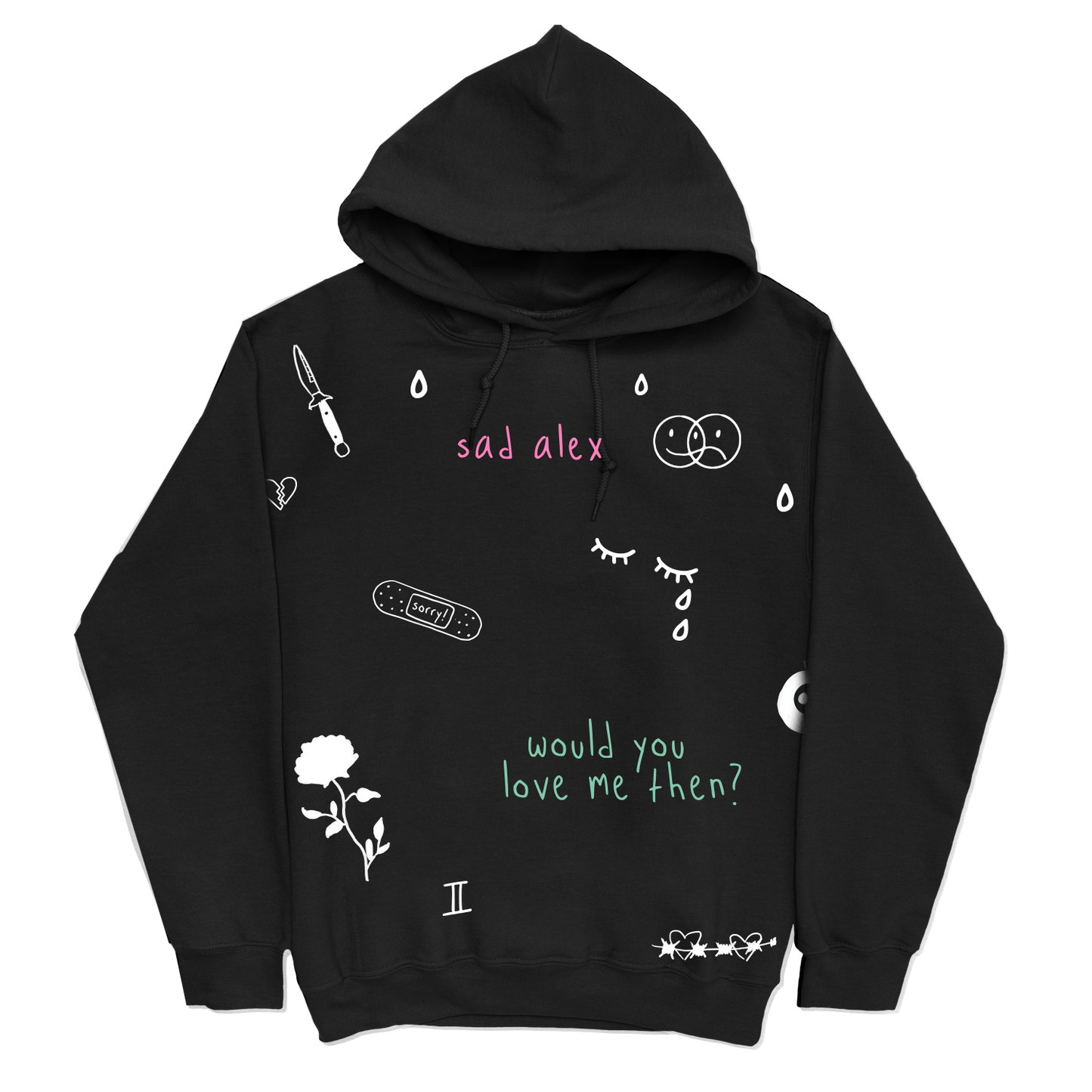 Sad Alex - Black All Over Print Hoodie