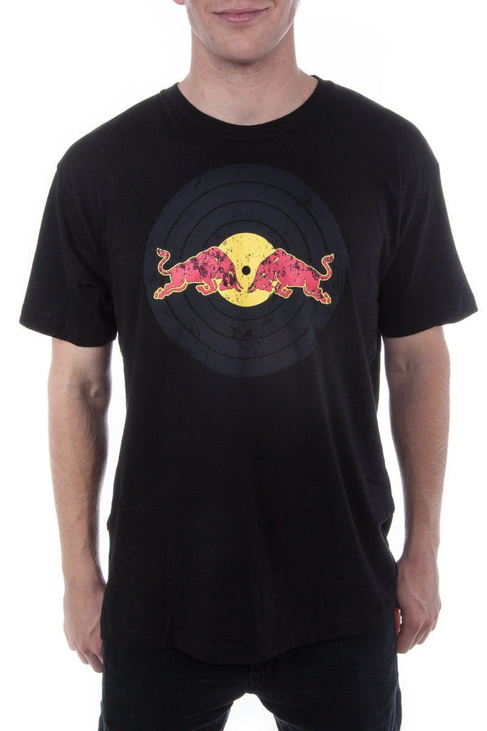Red Bull Records Distressed Traditional Logo T-Shirt Black