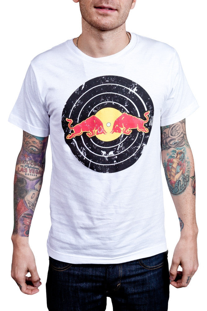 Red Bull Records - Distressed Traditional Logo T-Shirt White