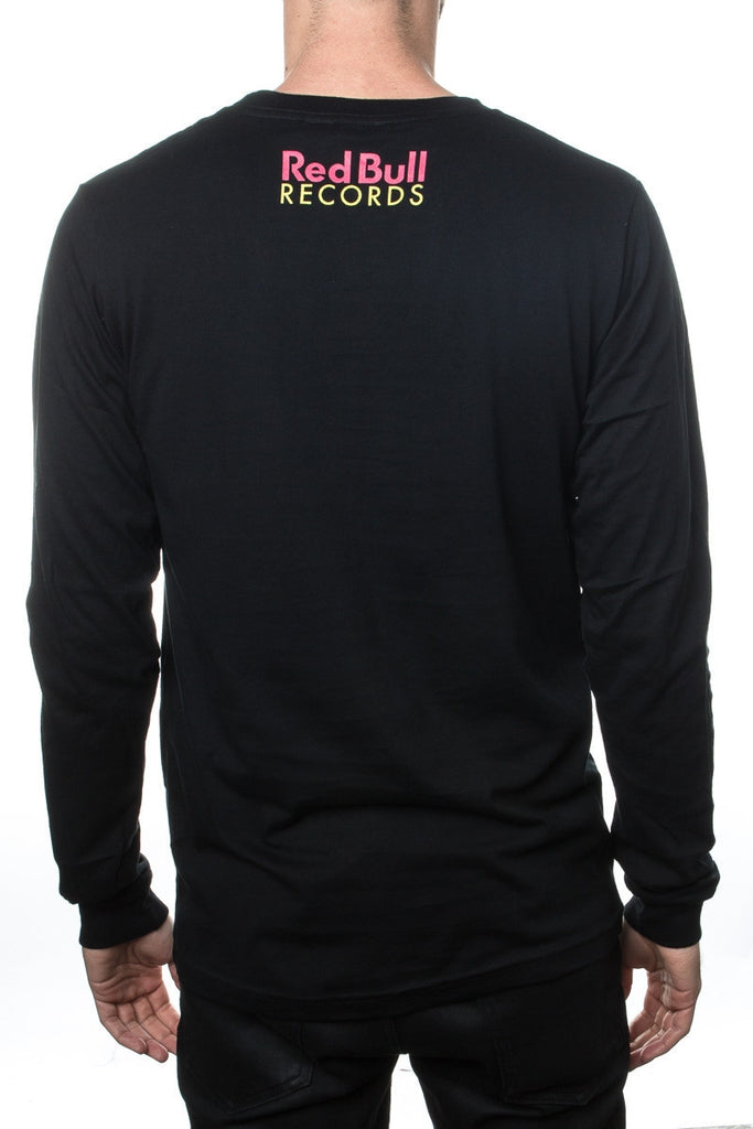 Red Bull Records Distressed Traditional Logo L/S  T-Shirt Black