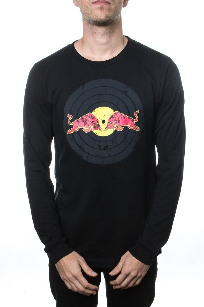 Red Bull Records Distressed Traditional Logo L/S T-Shirt Black